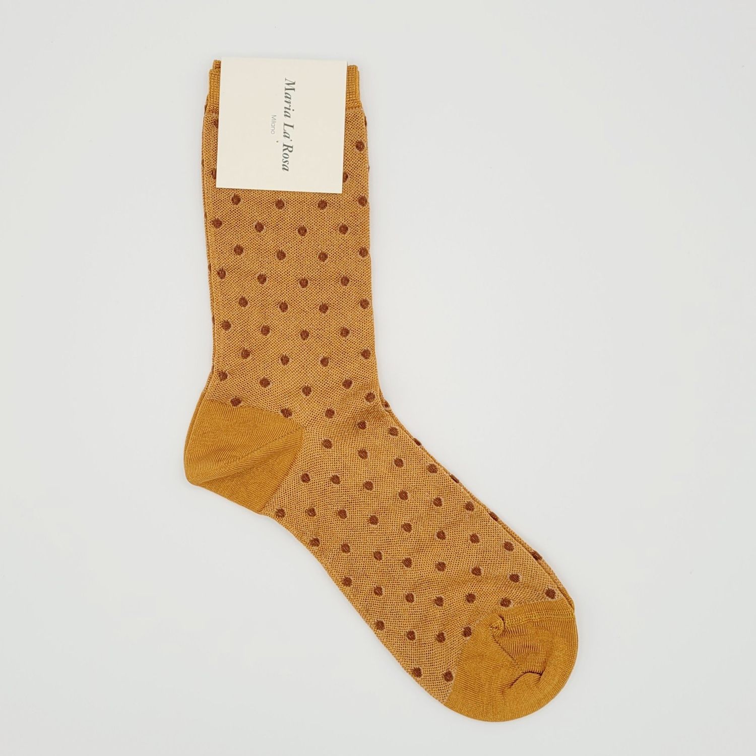 Maria La Rosa: Polka-Dot Pois - Silk Blend Socks |, Color: Rust, Size: (One Size)