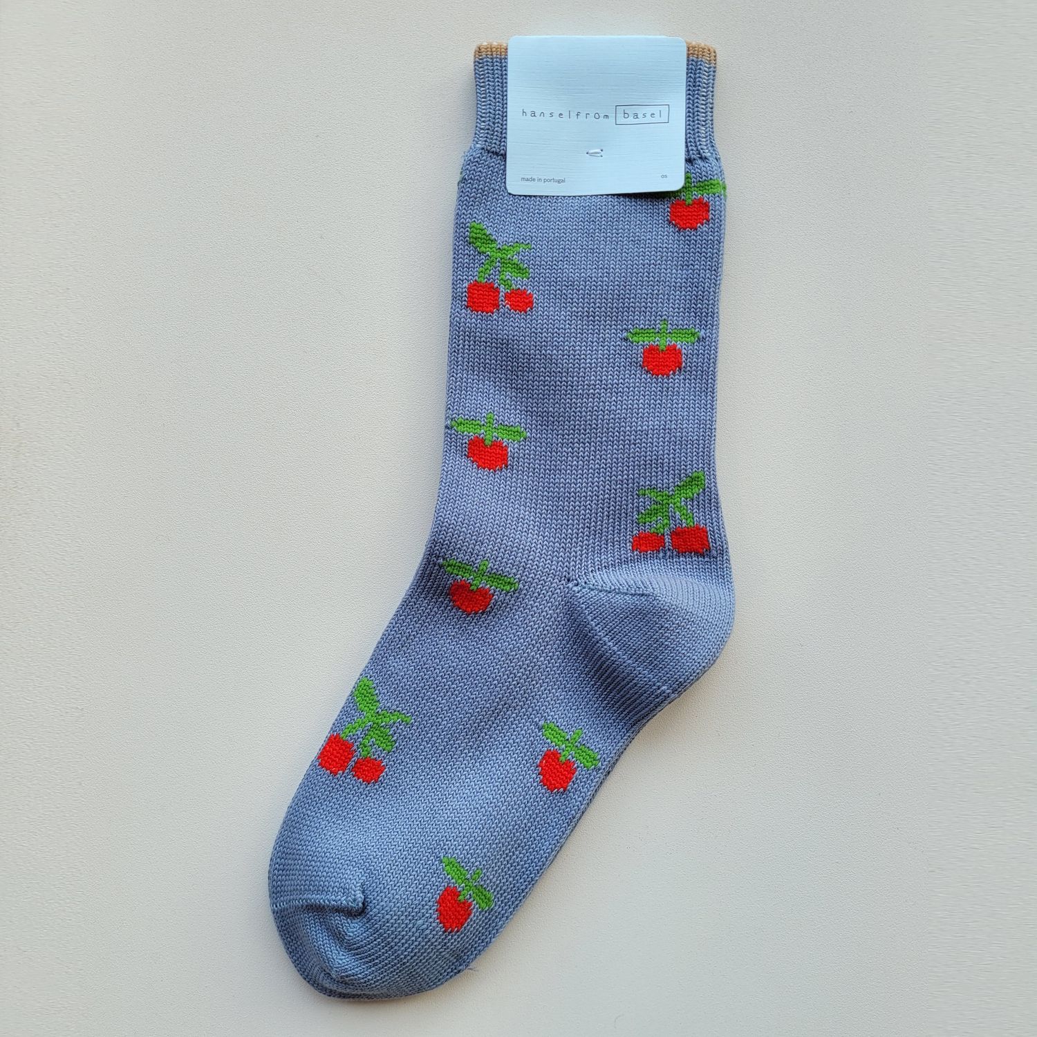 Hansel From Basel: Crew Sock | Little Cherries (Sky Blue) O/S