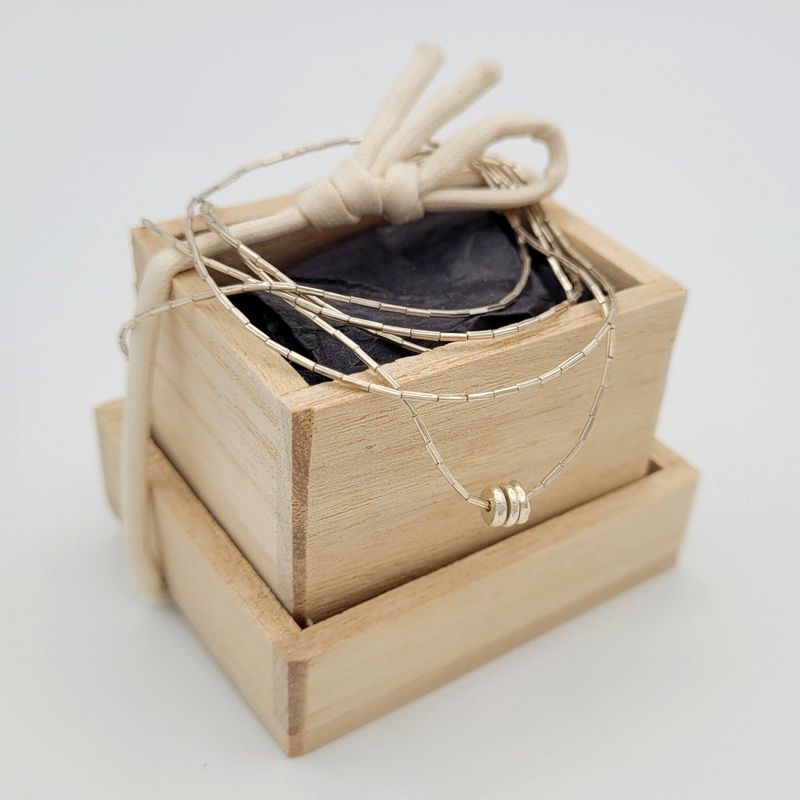 Monshiro: Karen - Silver Square Cut Long Necklace