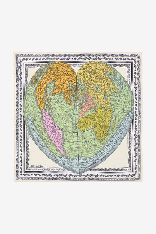 Inoui Editions: Square Scarf - 65x65cm | Mappemonde (White)