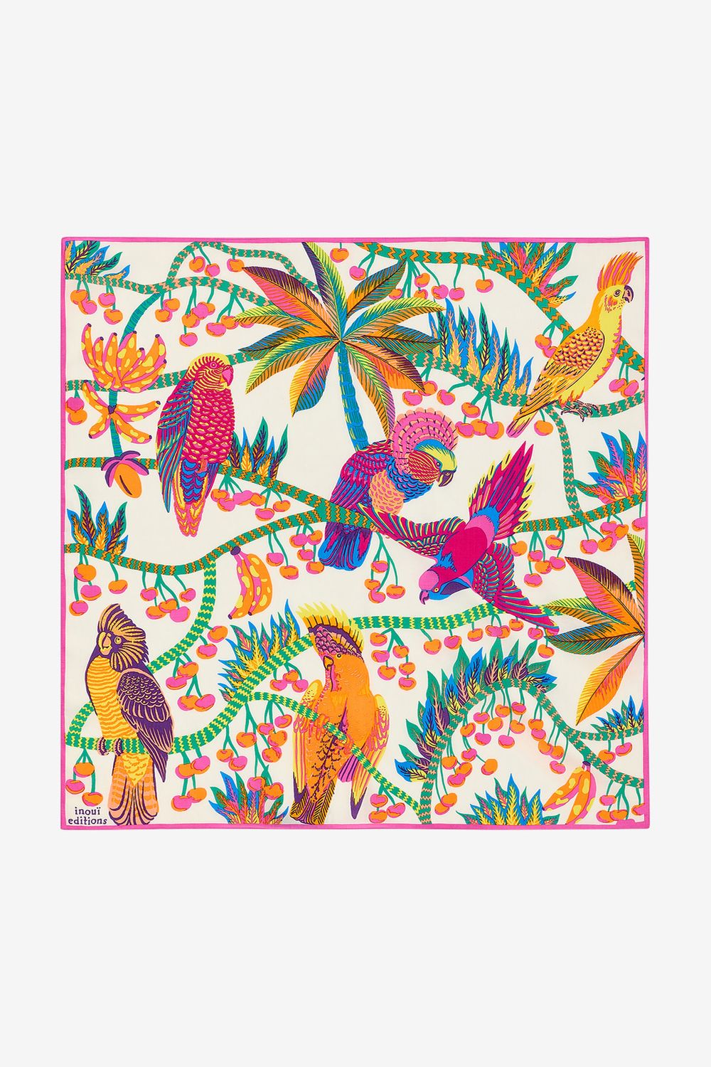 Inoui Editions: Square Scarf - 65x65cm | Cerise (White)