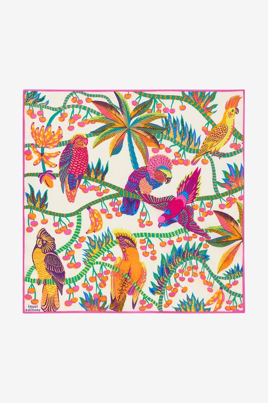 Inoui Editions: Square Scarf - 65x65cm | Cerise (White)