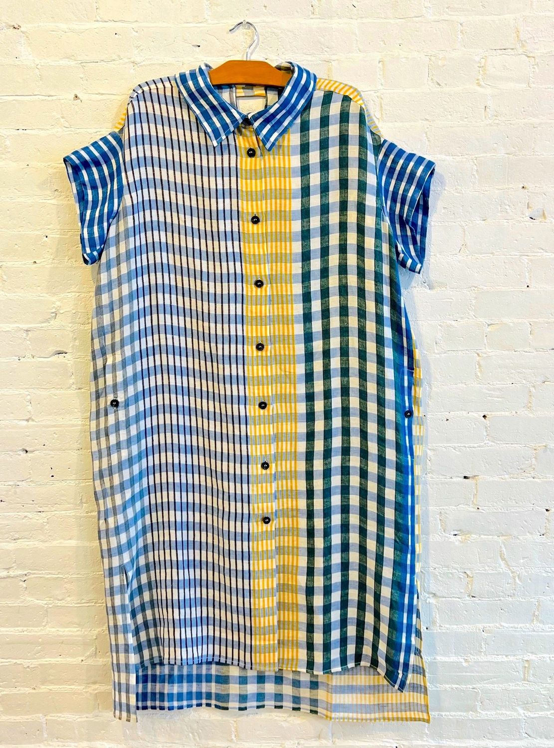 PDR: Linen Button-Down Midi Dress | Multi/Plaid (One Size)