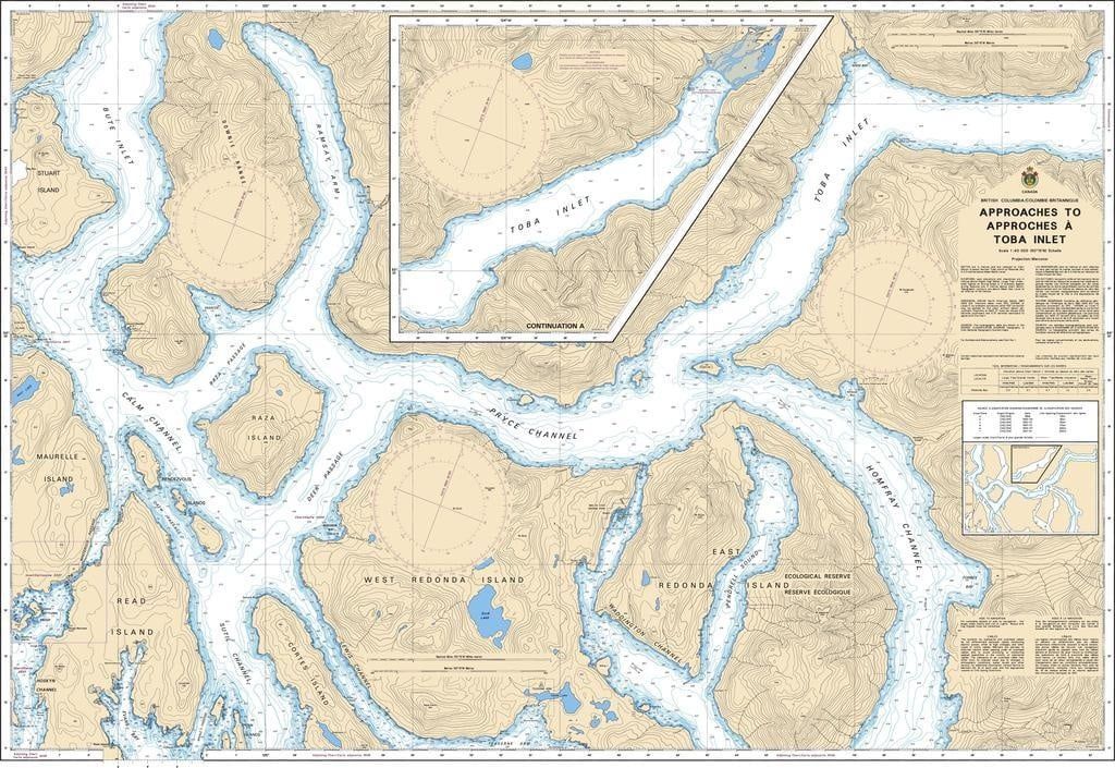 Nautical Charts - 3541 - Approaches to Toba Inlet