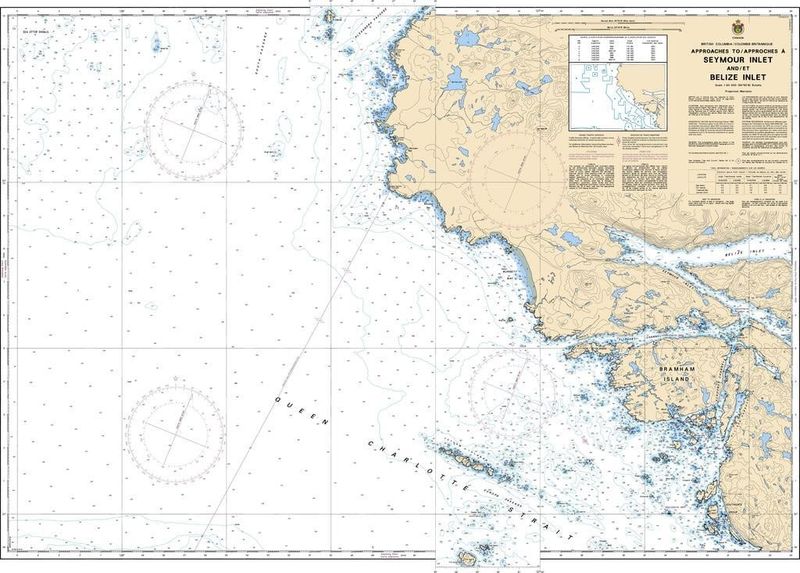 Nautical Charts - 3550 - Approaches to Seymour Inlet &amp; Belize Inlet