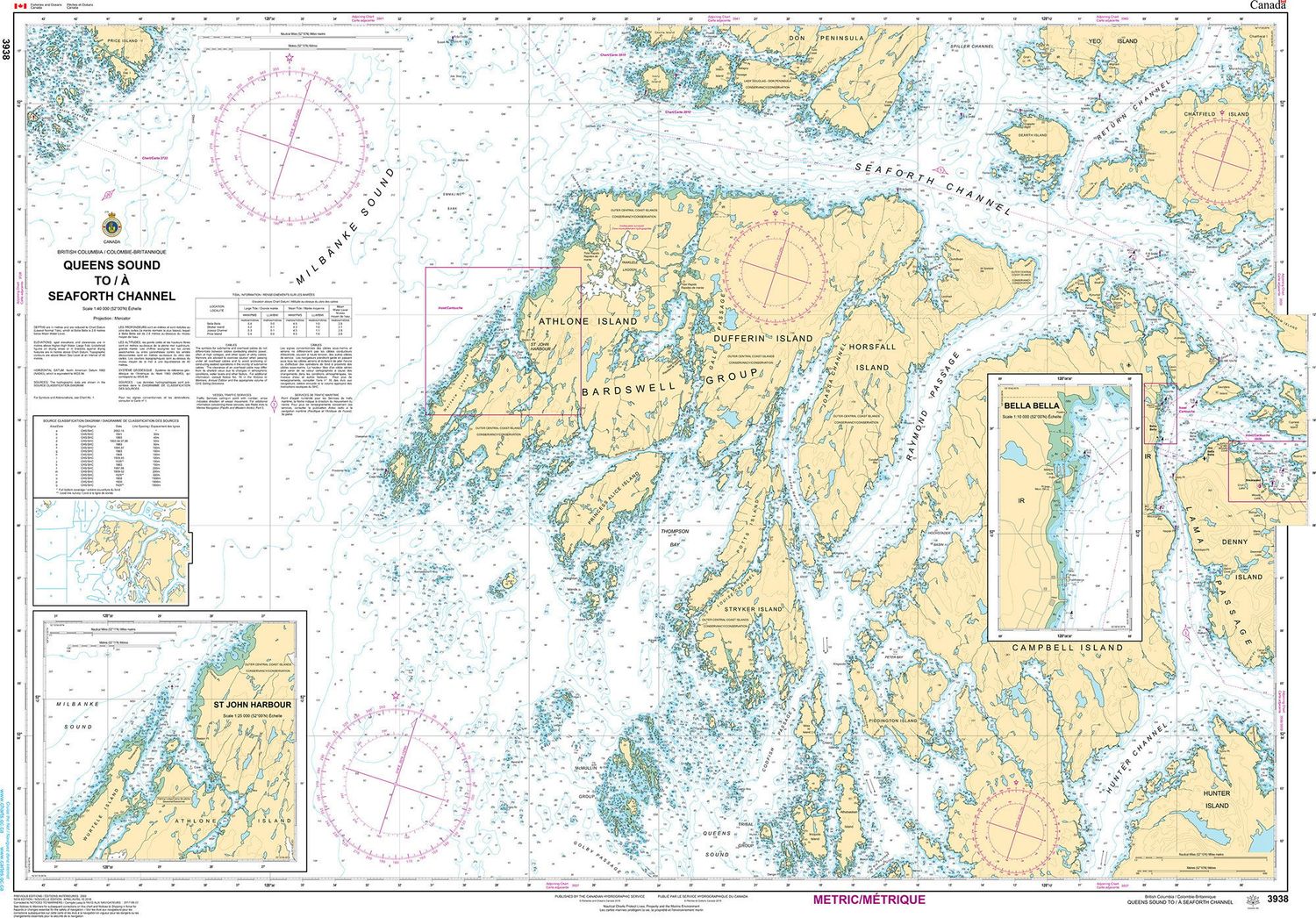 Nautical Charts - 3938- Queens Sound to Seaforth Channel