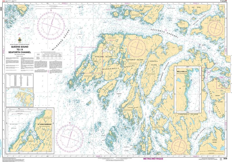 Nautical Charts - 3938 - Queens Sound to Seaforth Channel