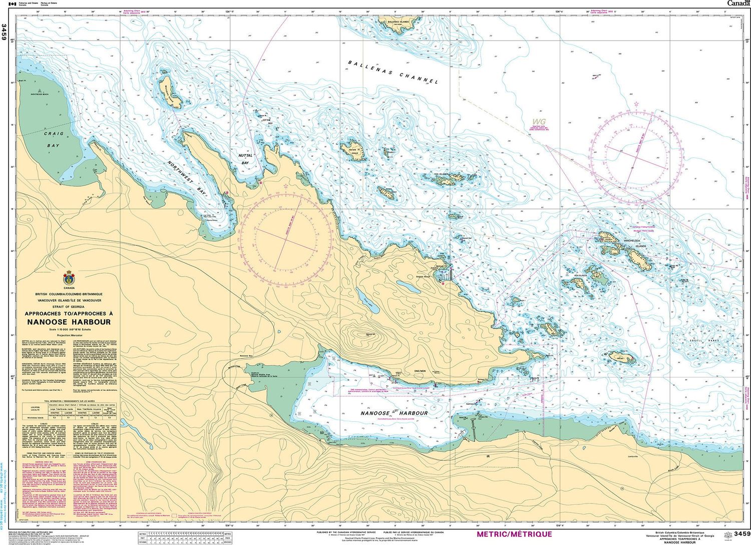 Nautical Charts - 3459- Approaches to Nanoose Harbour
