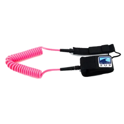 Blu Wave - 10&#39; Coiled SUP Leash - Pink