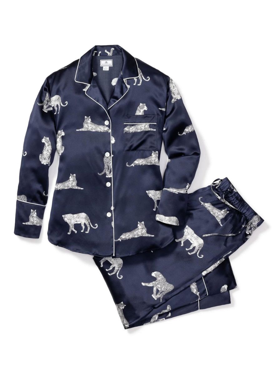 Petite Plume Silk Panther de Nuit Long Sleeve &amp; Pant Set