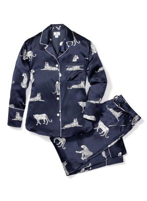 Petite Plume Silk Panther de Nuit Long Sleeve &amp; Pant Set