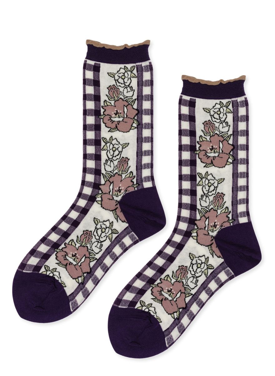 Hansel From Basel Cottage Crew Purple Socks (Cotton/Nylon)