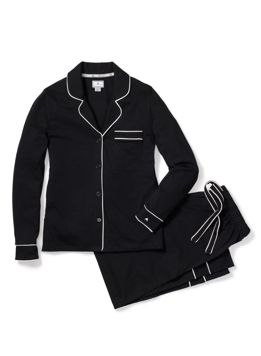 Petite Plume Women&#39;s Luxe Pima Astaire Black/White Pajama Set