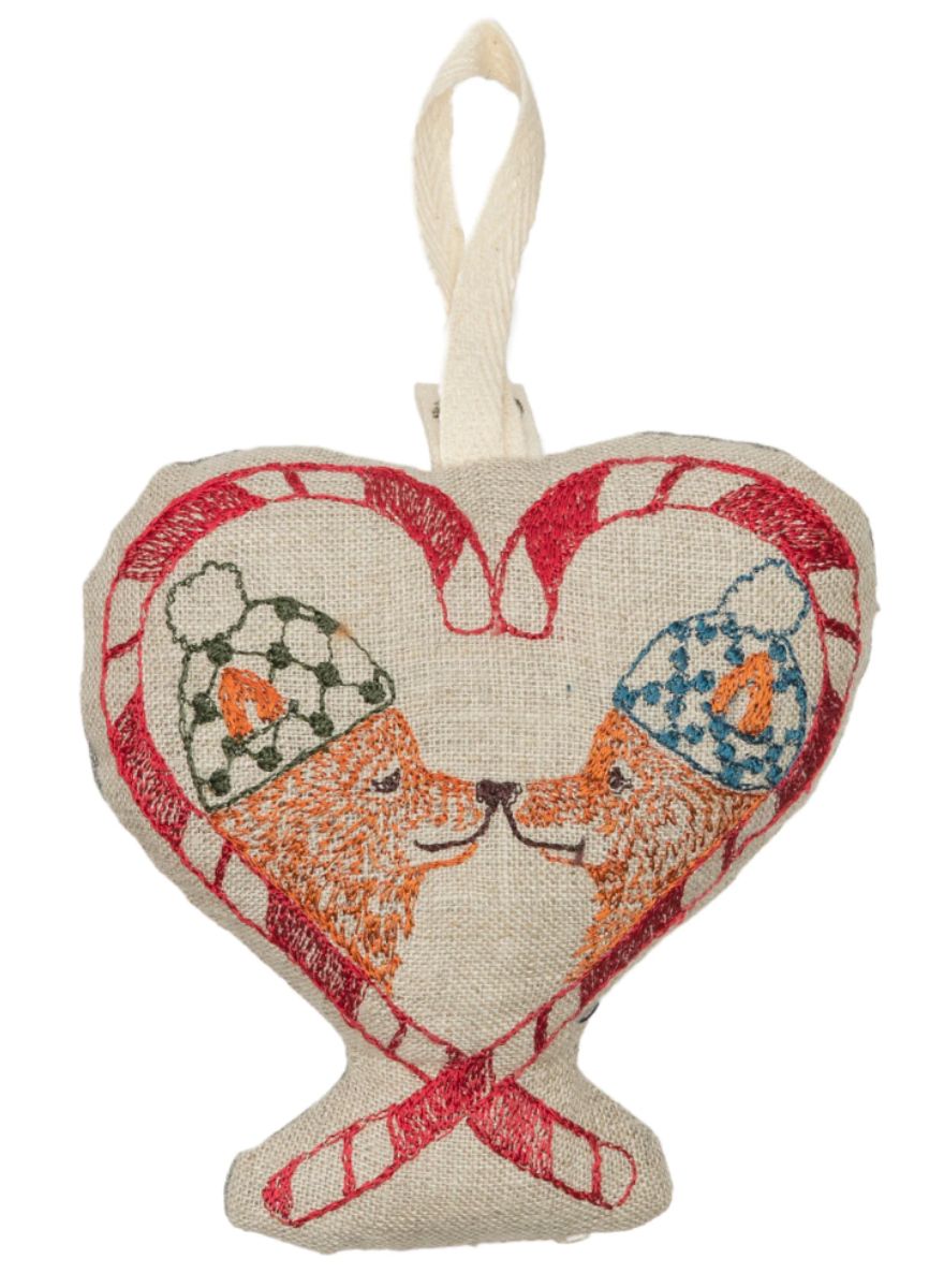Coral &amp; Tusk Cozy Foxes Heart Ornament