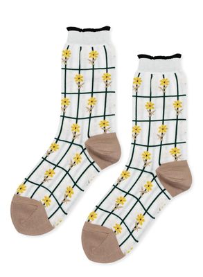 Hansel From Basel Plot Crew Ivory Socks (Cotton/Nylon)