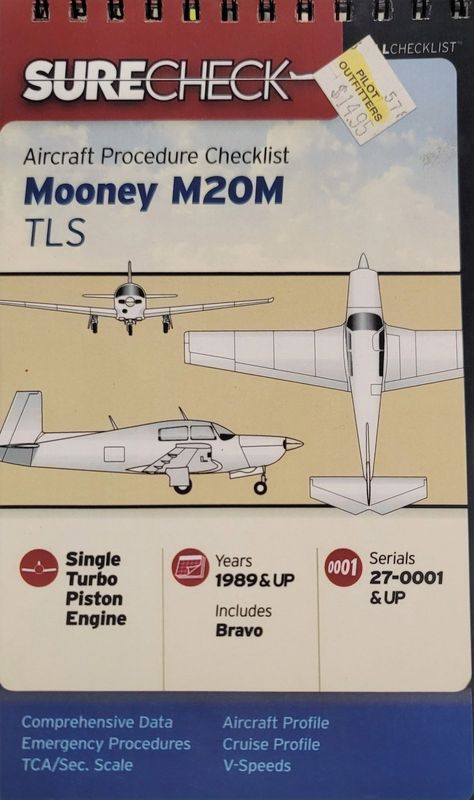 Surecheck Aircraft Procedure Checklist Mooney M20M TLS