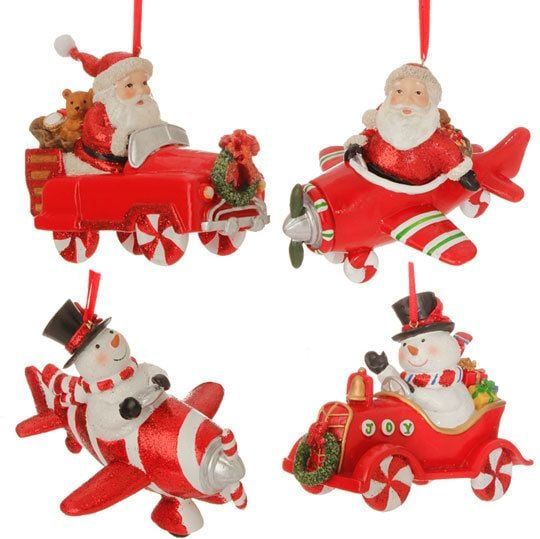 Santa / Snowman Plane Ornament