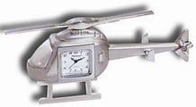 DESK CLOCK, HELICOPTER, METAL, SILVER