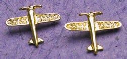 AIRPLANE Gold Crystal Earrings