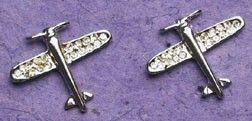 AIRPLANE Silver Crystal Earrings
