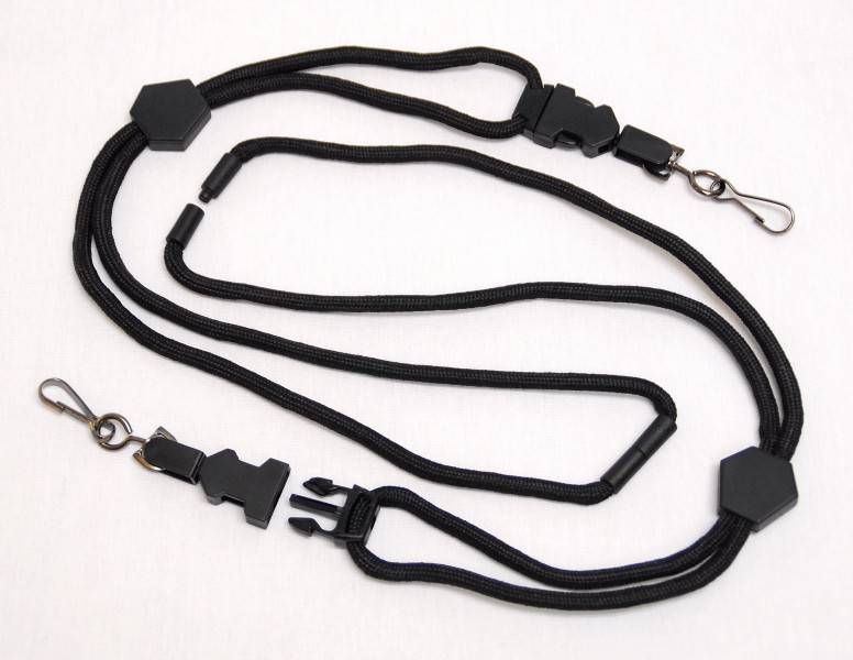 LANYARD, BLACK, HOOK CLIP, W/ BREAKAWAY