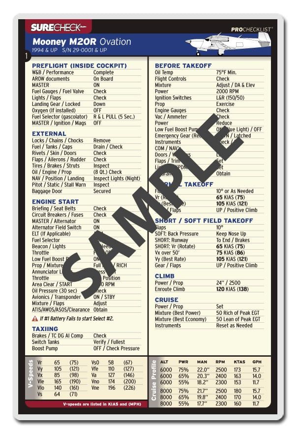 Surecheck Mooney M20k 252TSE Checklist