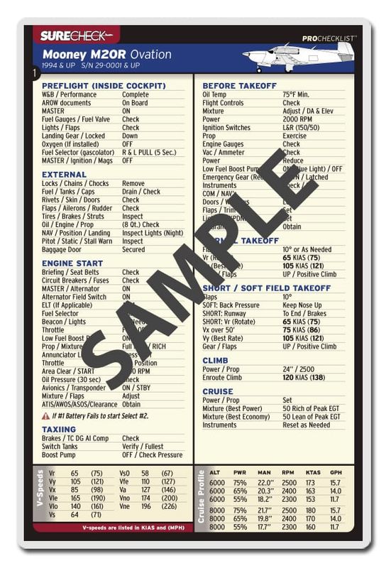 Surecheck Mooney M20k 252TSE Checklist