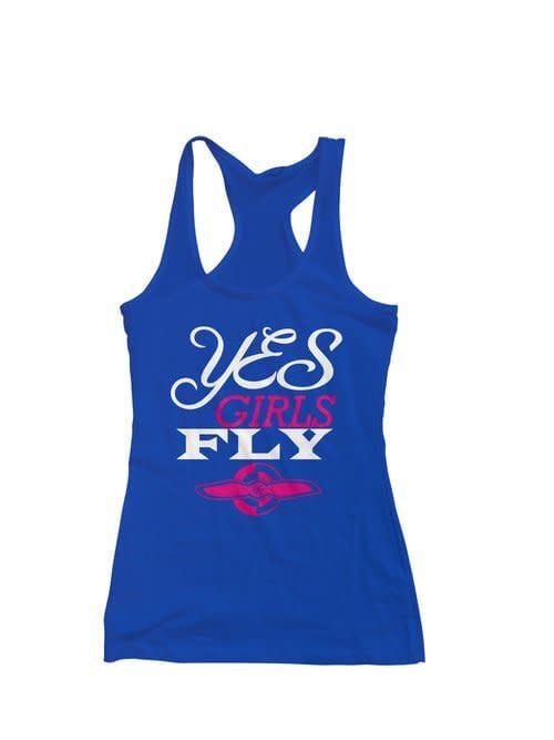 YES GIRLS FLY Tank Top, Blue