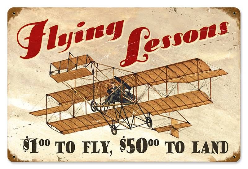 METAL SIGN - FLYING LESSONS