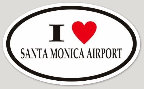 I LOVE SANTA MONICA AIRPORT OVAL STICKER