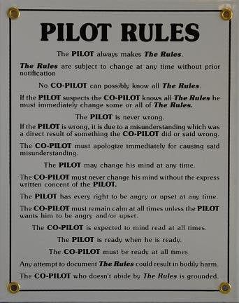 PILOT RULES Metal Sign