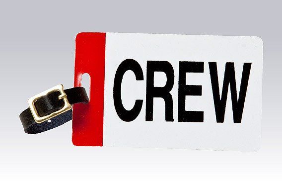 CREW Tag, Plastic with Leather Strap