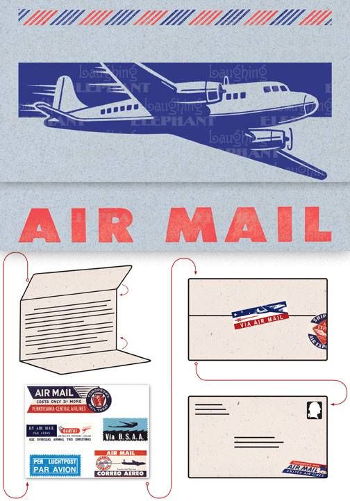 Aero Gram Notecards, 2 Prop, Blue