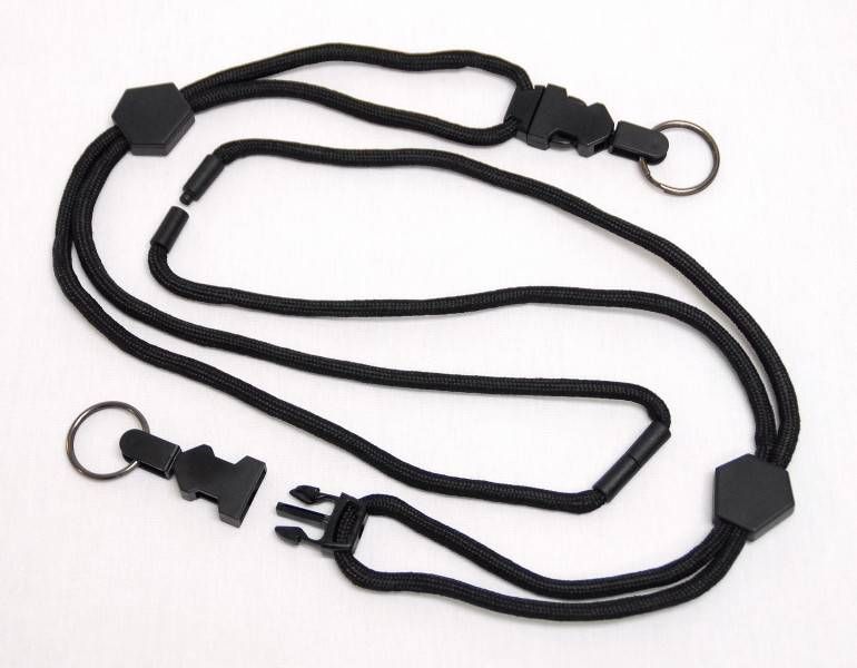 LANYARD, BLACK, RING, W/ BREAKAWAY