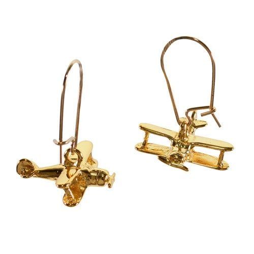 Gold Biplane Earrings