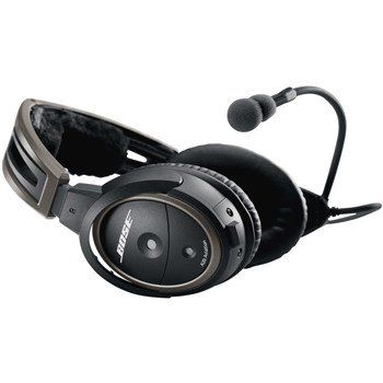 Bose® A20® Aviation Headset with Bluetooth, battery powered, electret microphone, U-174 plug, coiled cord