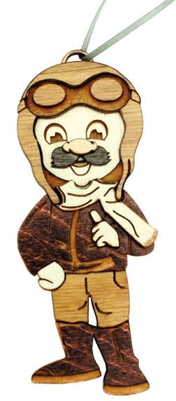 3D Laser cut Wooden Aviator Ornament