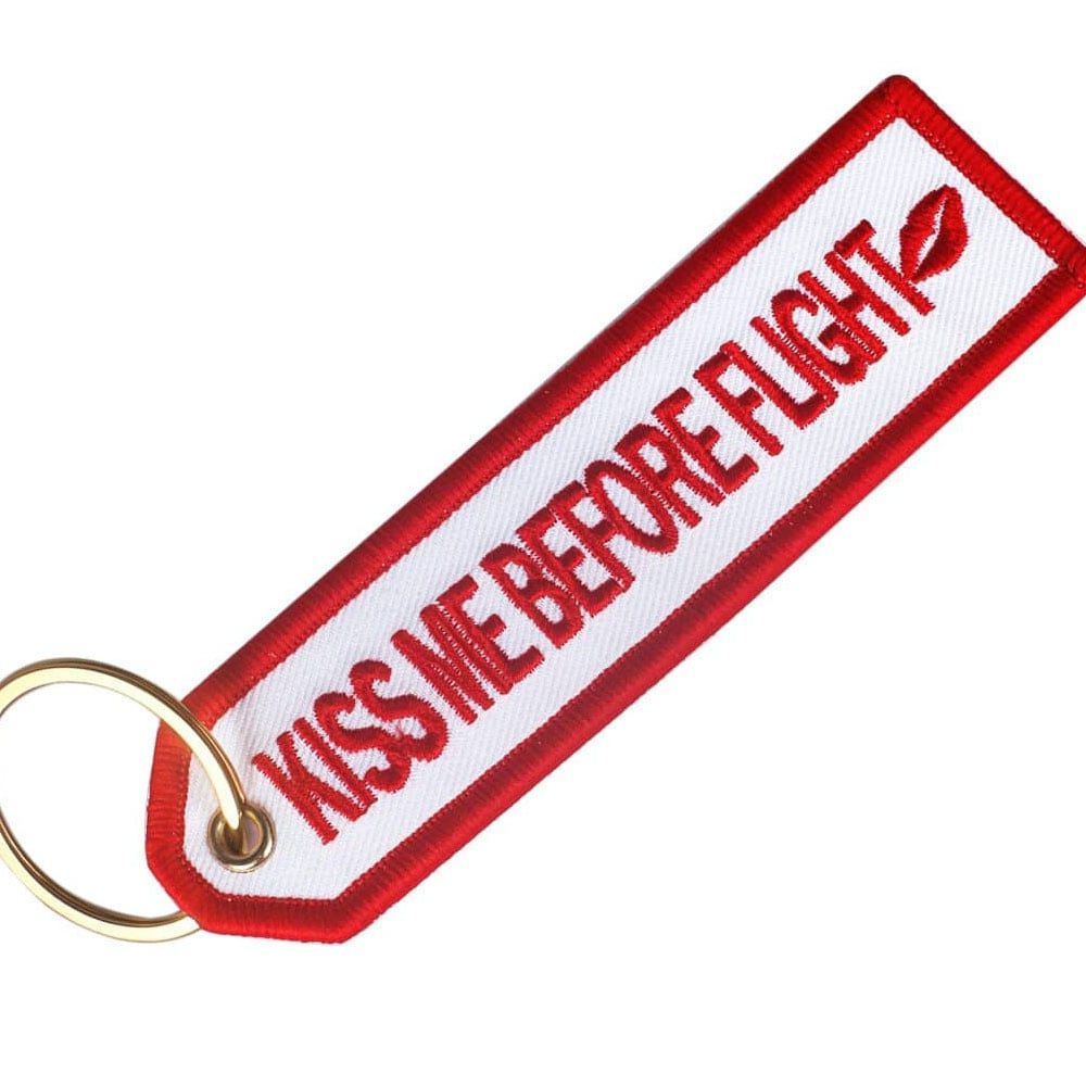 KISS ME BEFORE FLIGHT Embroidered Keychain