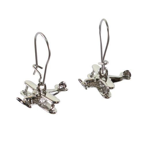 Silver Biplane Earrings