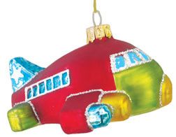 Glass Red Airplane Ornament