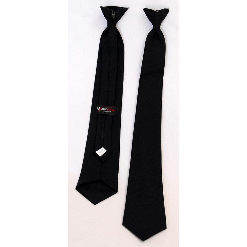 TIE, CLIP-ON, XL, BLACK, POLYESTER WOOL BLEND