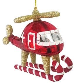 GLASS HELICOPTER ORNAMENT