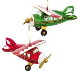 Glass Airplane Ornament