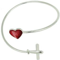 Airplane and Heart Cuff Bracelet