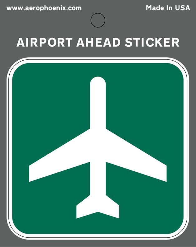 STICKER, AIRPORT AHEAD, 3" X 3"