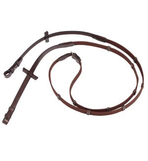Web reins with 5 leather stops