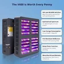 VIPARSPECTRA 600W LED Grow Light,with Daisy Chain,Veg and Bloom Switches, Full Spectrum Plant Growing Lights for Indoor Plants Veg and Flower Actual Power 260 Watt