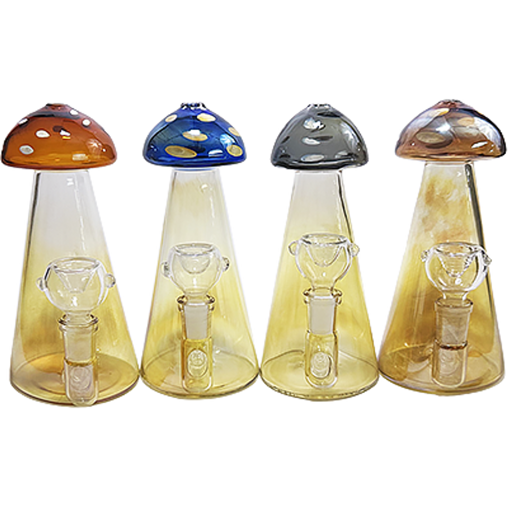 7” Inline Perc Mushroom Beaker Bong
