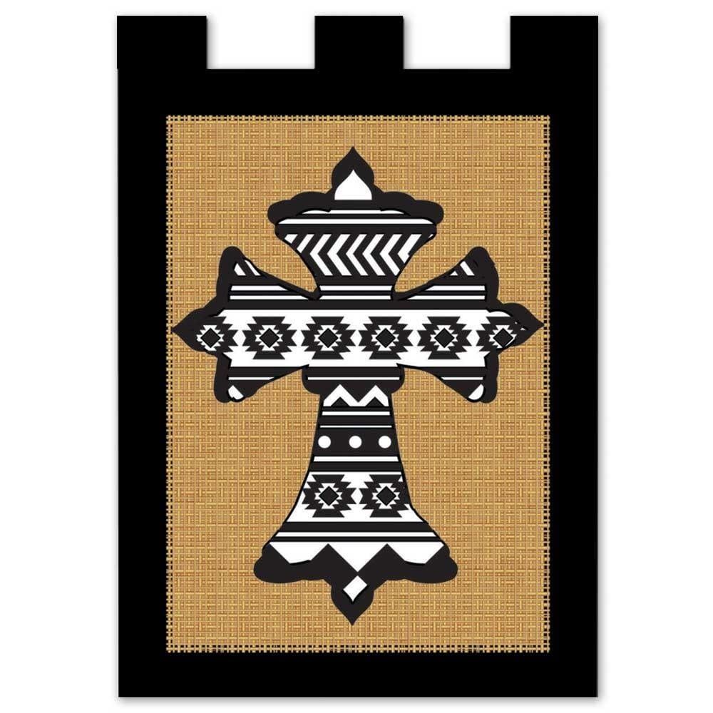 Azlec Cross Burlap Flag
