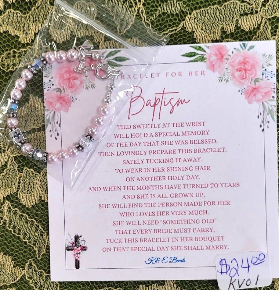 Pink Baptism Baby Bracelet